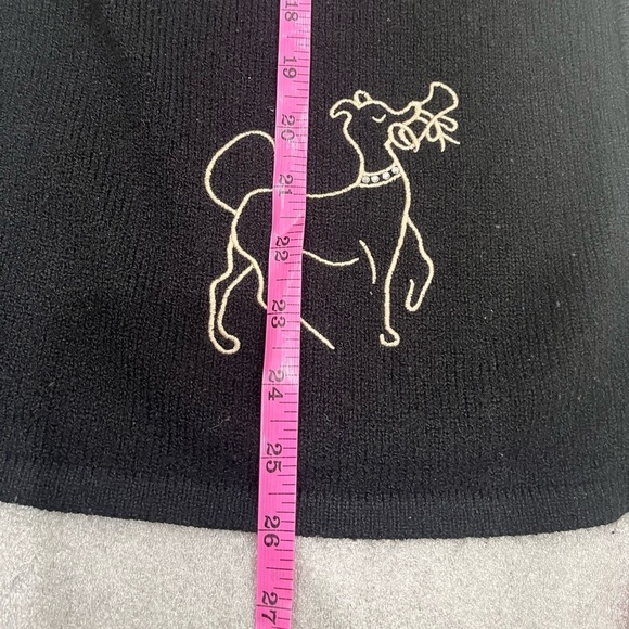 [XL]Tanjay Poodle cardigan sweater Black Cream Embroidered Dog Knit Zip Jacket - Picture 7 of 9